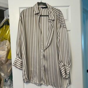 Zara Oversized Striped Button-Up Shirt